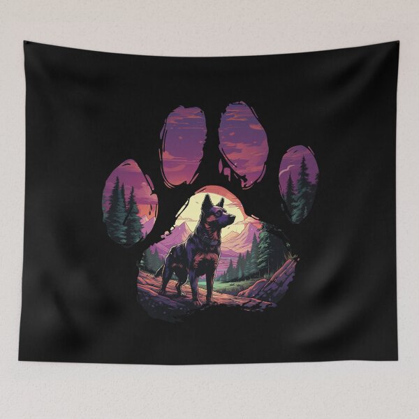 Item preview, Funny Lancashire Heeler Paw Synthwave Mountain Tree Mom Dad Kids designed and sold by rafaeltto.
