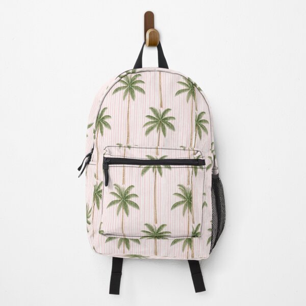 Item preview, Green Palm Trees on Pink Pinstripe Pattern designed and sold by Creativveworrld03.