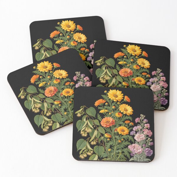 Item preview, Linden Blossom, Garland Chrysanthemum and Hoary Stock Vintage Botanical Plate designed and sold by Anyshca.