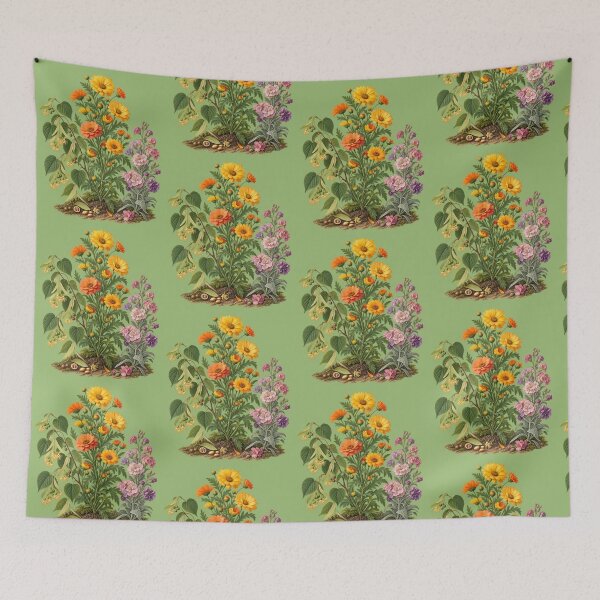 Item preview, Linden Blossom, Garland Chrysanthemum and Hoary Stock Vintage Botanical Plate designed and sold by Anyshca.