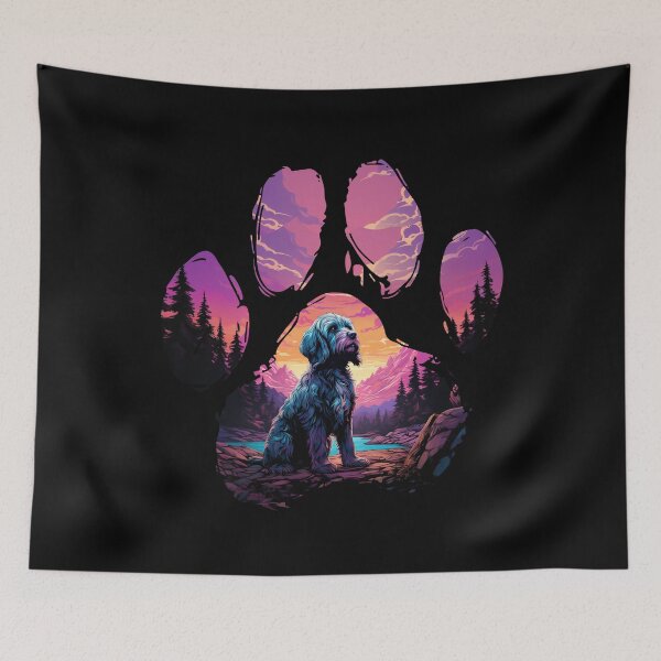 Item preview, Funny Lowchen Paw Synthwave Mountain Tree Mom Dad Kids designed and sold by rafaeltto.