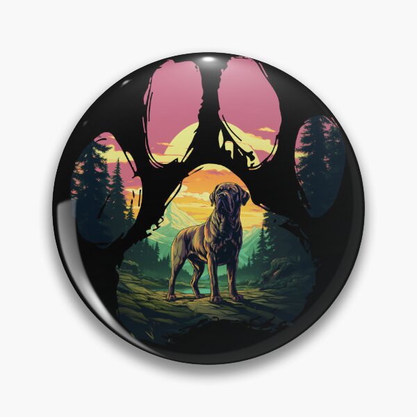 Item preview, Funny Mastiff Paw Synthwave Mountain Tree Mom Dad Kids designed and sold by rafaeltto.