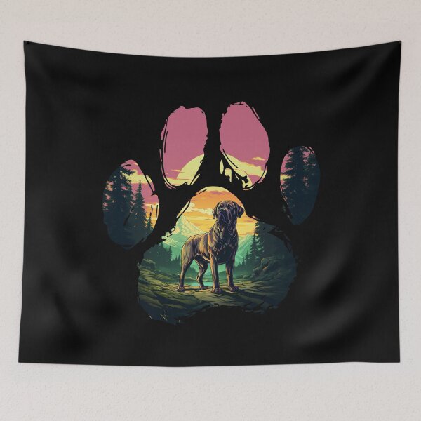 Item preview, Funny Mastiff Paw Synthwave Mountain Tree Mom Dad Kids designed and sold by rafaeltto.