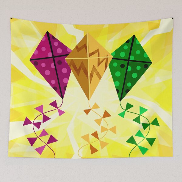 Item preview, Colourful Kites Flying Under a Geometric Sky designed and sold by Andrew  Hitchen.