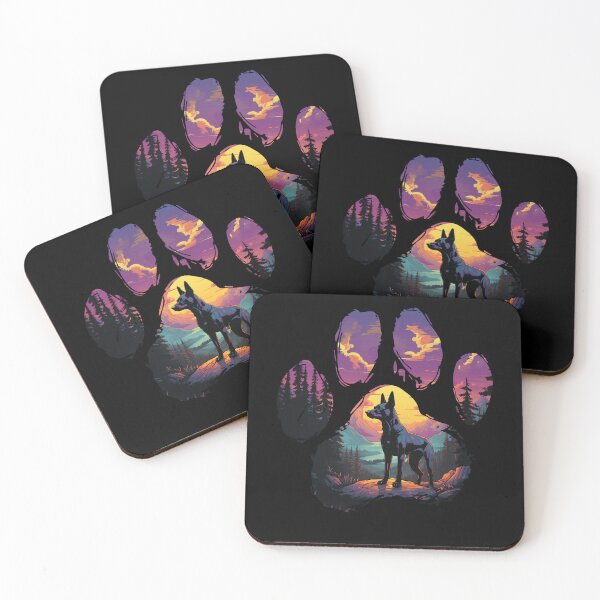 Item preview, Funny Miniature Pinscher Paw Synthwave Mountain Tree Mom Dad Kids designed and sold by rafaeltto.