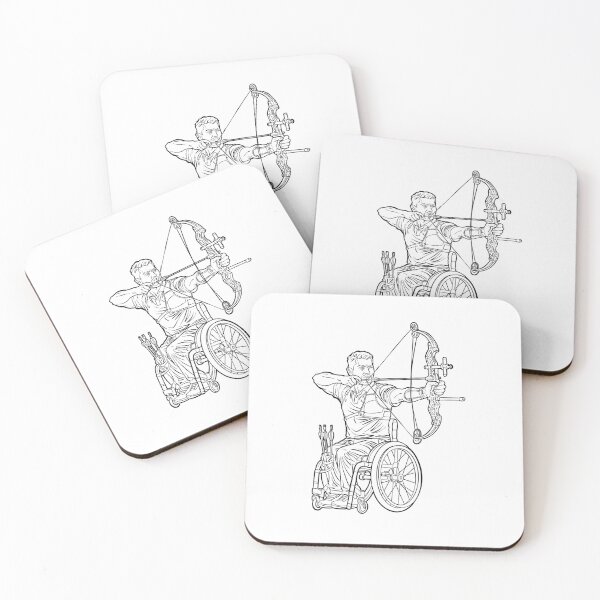Item preview, Wheelchair Archer Aiming Compound Bow Line Art Illustration, Adaptive Para Archery Athlete designed and sold by StairheadStore.