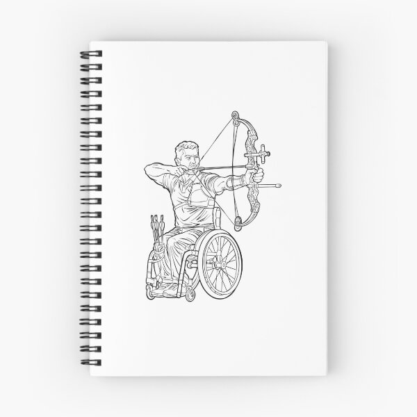 Item preview, Wheelchair Archer Aiming Compound Bow Line Art Illustration, Adaptive Para Archery Athlete designed and sold by StairheadStore.