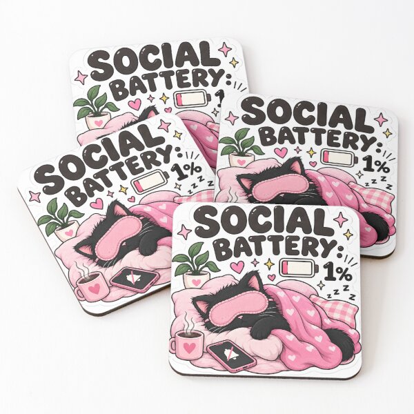 Item preview, Social Battery 1 Percent – Introvert Cat designed and sold by laeba-x.
