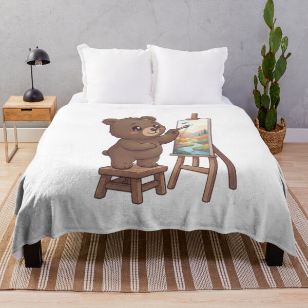 Item preview, Cute Bear Painting Landscape Canvas designed and sold by Ella_Sketch.