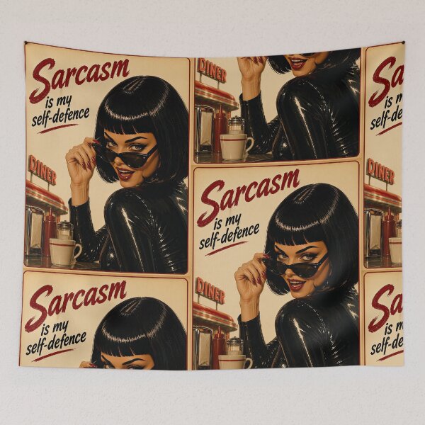 Item preview, Sarcasm Is My Self Defence – Retro Pinup designed and sold by obstinator.