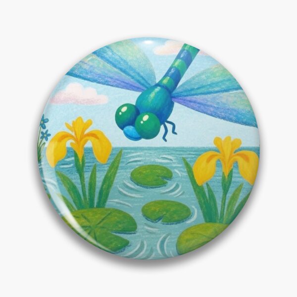 Item preview, Dragonfly Over Water Lilies Pond Illustration designed and sold by WithoutBorders4.
