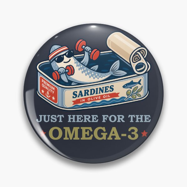 Item preview, Just Here for the Omega-3 – Funny Vintage Sardine Fitness Retro Fish  designed and sold by Skryp-art.