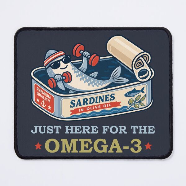 Item preview, Just Here for the Omega-3 – Funny Vintage Sardine Fitness Retro Fish designed and sold by Skryp-art.