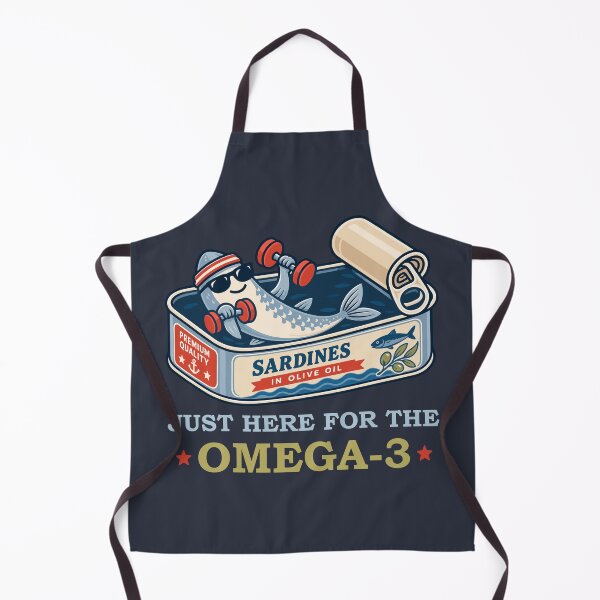 Item preview, Just Here for the Omega-3 – Funny Vintage Sardine Fitness Retro Fish designed and sold by Skryp-art.
