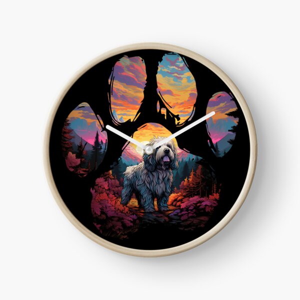 Item preview, Funny Old English Sheepdog Paw Synthwave Mountain Tree Mom Dad Kids designed and sold by rafaeltto.