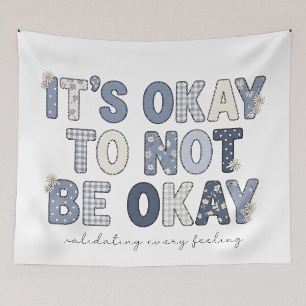 Item preview, It’s Okay to Not Be Okay Floral Blue Aesthetic Mental Health Design designed and sold by StickerNestYou.