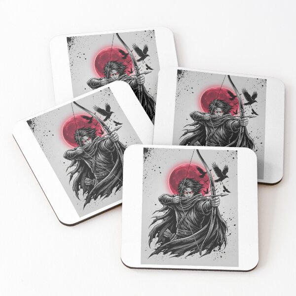 Item preview, Dark Archer Warrior Under Red Moon – Gothic Anime Style Archery Design designed and sold by StickerNestYou.