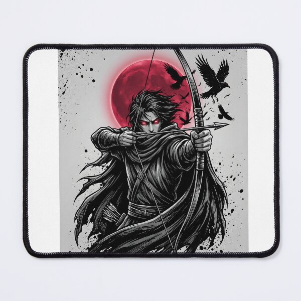 Item preview, Dark Archer Warrior Under Red Moon – Gothic Anime Style Archery Design designed and sold by StickerNestYou.