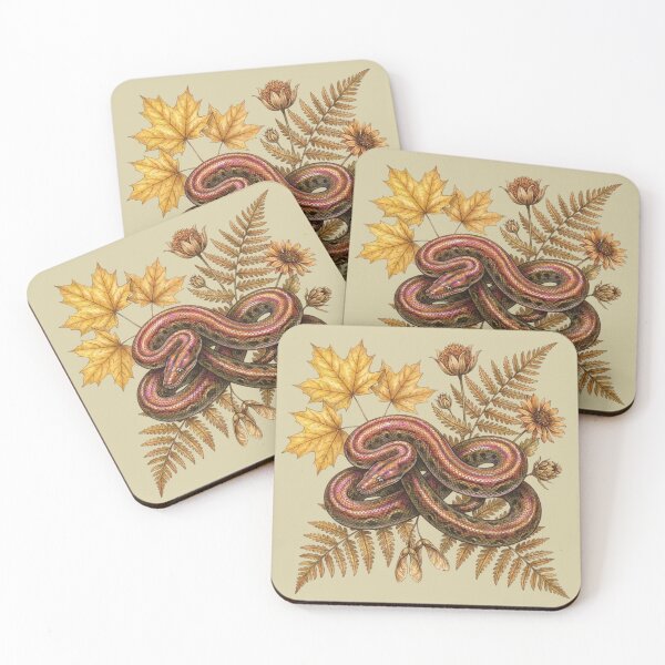 Item preview, Rainbow Boa Autumn Maple And Fern Foliage Snake Art designed and sold by BirdsnStuff.