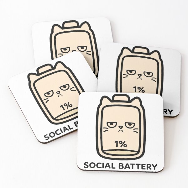 Item preview, Funny Introvert Social Battery 1% - Cute Cat Low Energy designed and sold by Fulaly.