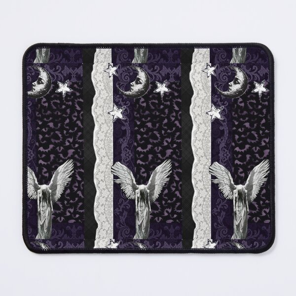 Item preview, Vintage Goth Angel Crescent Moon - Whimsigoth Alt Aesthetic Print designed and sold by BrontesWhimsyStore.