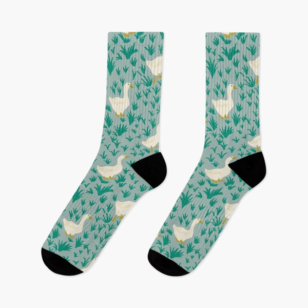 Item preview, Waddling Geese in Meadow Grass on Sage designed and sold by Ema Tudose.