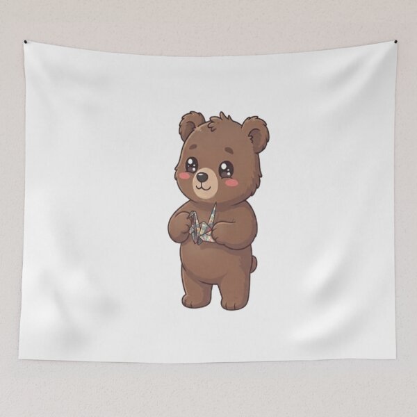 Item preview, Cute Bear Holding Origami Crane designed and sold by Ella_Sketch.