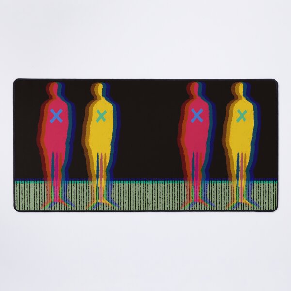 Item preview, Figuras humanas caminando con efecto neón | Dúo digital abstracto cian designed and sold by MikZviagin.