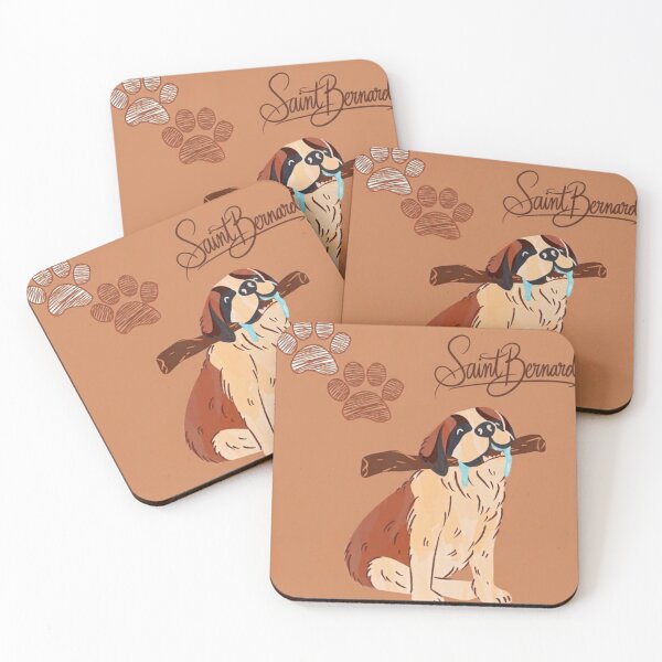 Item preview, Cute Saint Bernard Dog With Stick Illustration designed and sold by WithoutBorders4.