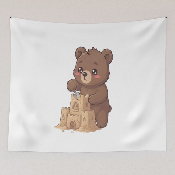 Item preview, Cute Bear Building Sandcastle designed and sold by Ella_Sketch.