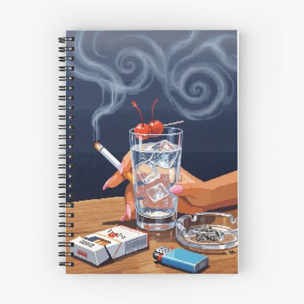Item preview, Pixel Drink and Smoke | Retro Pixel Art Cocktail | Lo-Fi Aesthetic Illustration | Vintage Bar Scene designed and sold by DESIGN DIMENSION .