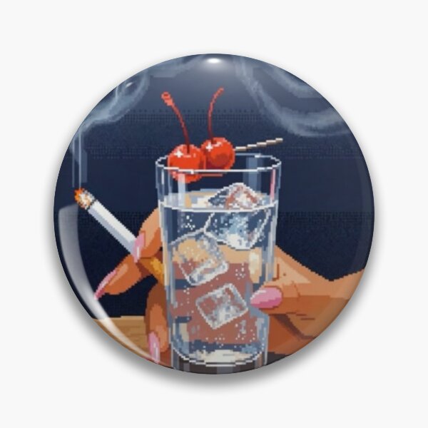 Item preview, Pixel Drink and Smoke | Retro Pixel Art Cocktail | Lo-Fi Aesthetic Illustration | Vintage Bar Scene designed and sold by DESIGN DIMENSION .