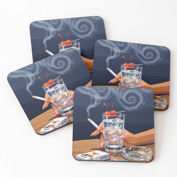 Item preview, Pixel Drink and Smoke | Retro Pixel Art Cocktail | Lo-Fi Aesthetic Illustration | Vintage Bar Scene designed and sold by DESIGN DIMENSION .