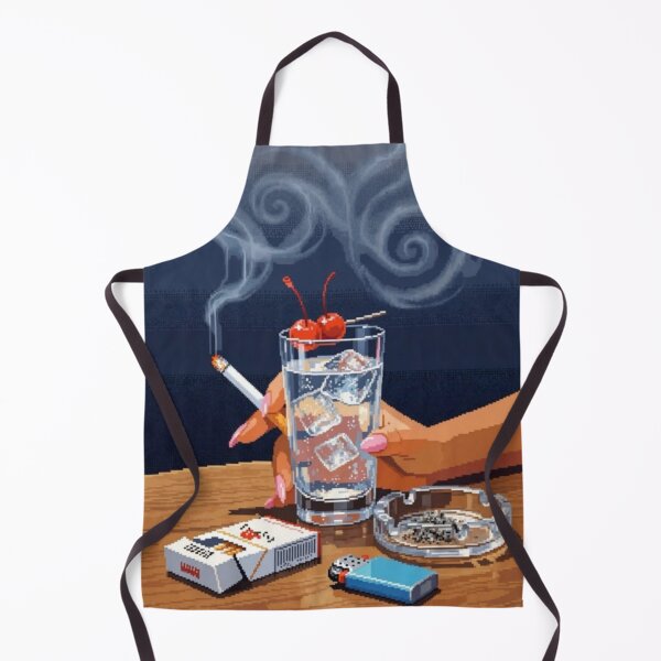 Item preview, Pixel Drink and Smoke | Retro Pixel Art Cocktail | Lo-Fi Aesthetic Illustration | Vintage Bar Scene designed and sold by DESIGN DIMENSION .