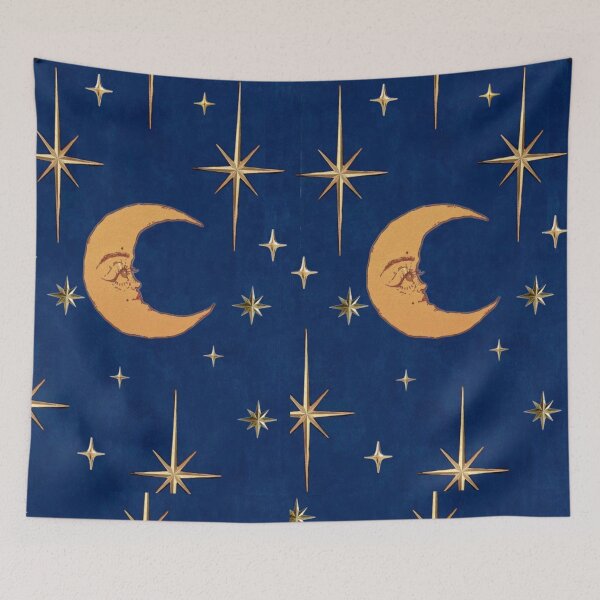 Item preview, Vintage Celestial Crescent Moon - Whimsigoth Alt Aesthetic Print designed and sold by BrontesWhimsyStore.