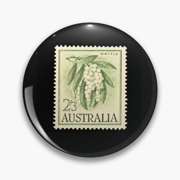 Item preview, Vintage Australian Wattle Postage Stamp Art designed and sold by WanderingLife.