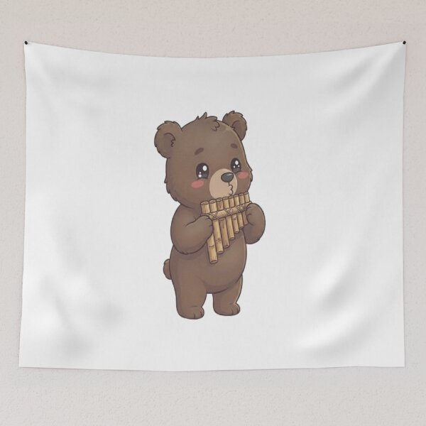 Item preview, Cute Bear Playing Pan Flute designed and sold by Ella_Sketch.