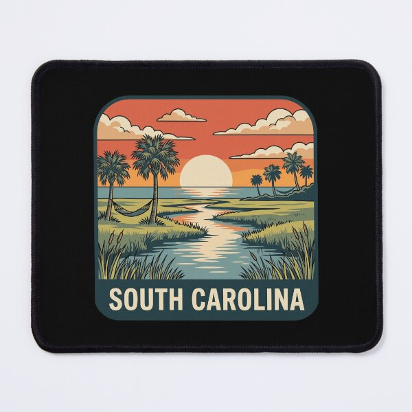 Item preview, Retro South Carolina Palmetto Coast Marsh Landscape Art designed and sold by Paper Drip.