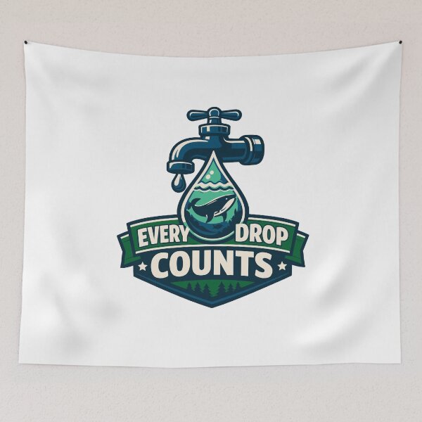 Item preview, Every Drop Counts Water Conservation Whale Earth Day designed and sold by Nuvoro Eco Awareness.