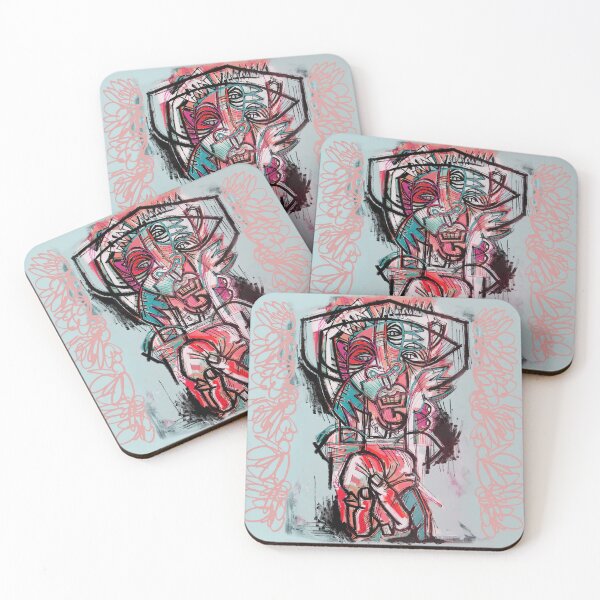 Item preview, Handmade Neo-Expressionist Portrait with Hand - Crimson Reflection designed and sold by supernikol.
