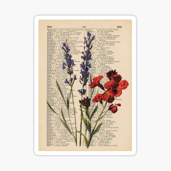 Item preview, Botanical Dictionary Art | Vintage Pressed Flowers on Dictionary Page | Cottagecore Aesthetic Illustration | Floral Print designed and sold by DESIGN DIMENSION .