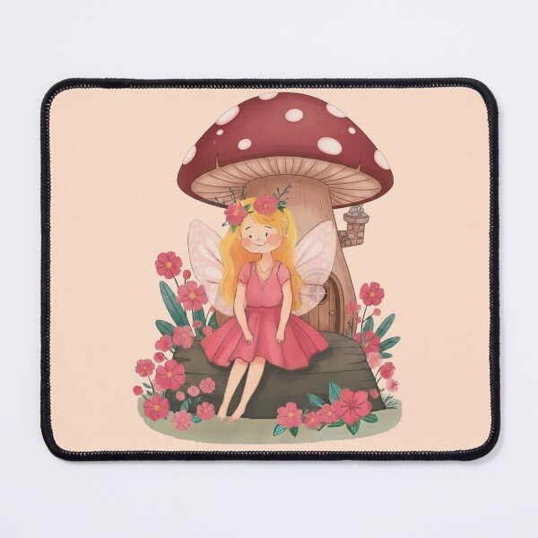 Item preview, Whimsical Fairy in a Mushroom Cottage designed and sold by INKandSOULbyLUNA.