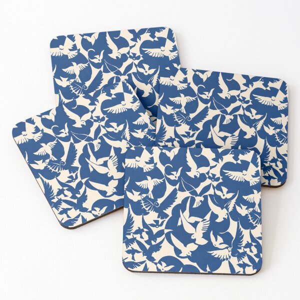 Item preview, Blue and White Birds Pattern | Flying Doves Illustration | Abstract Avian Mosaic | Minimalist Nature designed and sold by DESIGN DIMENSION .