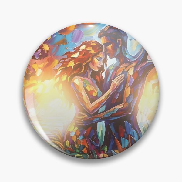 Item preview, Romantic Lovers in Enchanted Forest Canvas Wall Art | Surrealist Impasto Sunset Painting Print | Colorful Tree of Life Couple Poster | Expressionist Sunset Decor designed and sold by SergioMiklos.