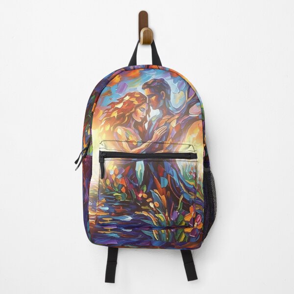 Item preview, Romantic Lovers in Enchanted Forest Canvas Wall Art | Surrealist Impasto Sunset Painting Print | Colorful Tree of Life Couple Poster | Expressionist Sunset Decor designed and sold by SergioMiklos.