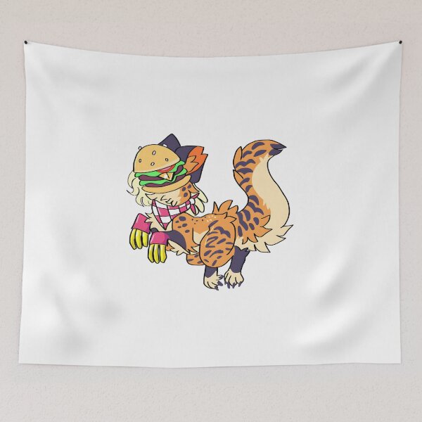 Item preview, Whimsical Tiger-Patterned Creature with Burger Hat designed and sold by PeaceTypo.