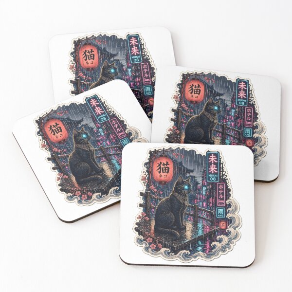 Item preview, Cyberpunk Rain Cat Red Lantern Neon Tokyo designed and sold by aigcx.