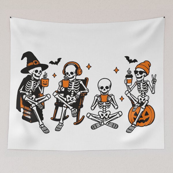 Item preview, Halloween Skeleton Coffee Club Spooky Coffee Lovers T-shirt Sticker designed and sold by Sunday.Supply.