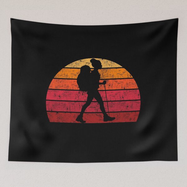 Item preview, Vintage Sunset Hiking Girl Outdoor Adventure designed and sold by chaaval.