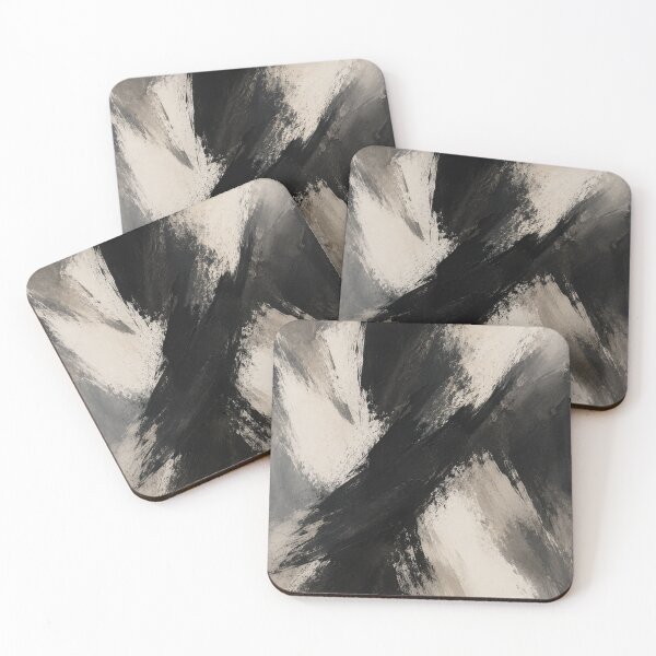 Item preview, Monochrome Intersection – Expressive Black and Beige Brushstroke Painting designed and sold by Zaramodo.